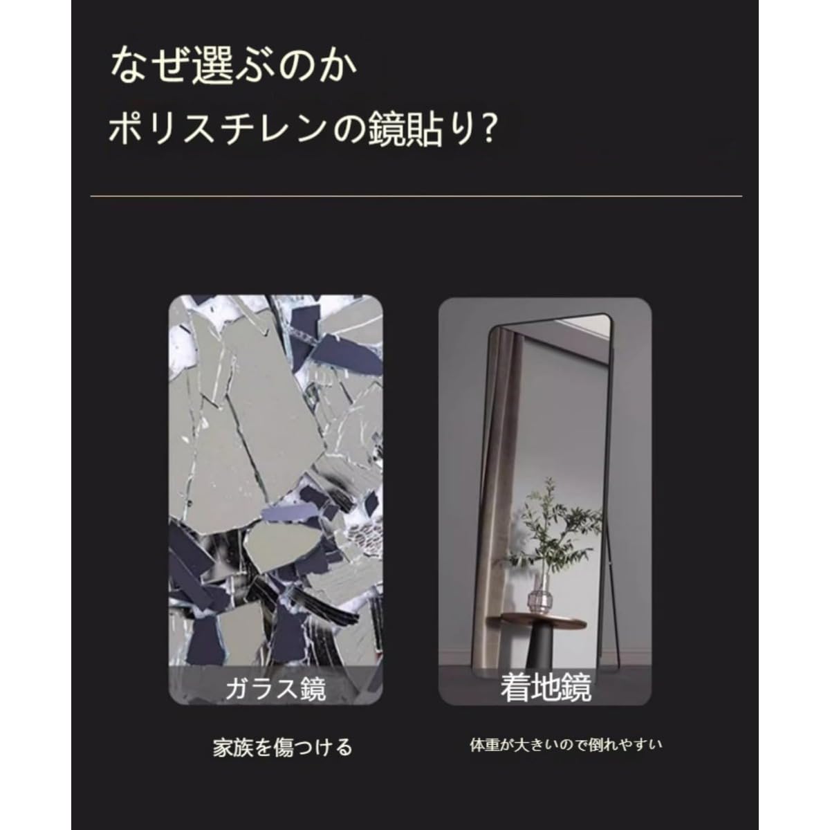 Amazon.co.jp: Wyazziv化粧鏡どこでも貼れる 壁掛け用 割れない
