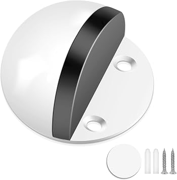 Adhesive Door Stopper No Drill Floor Door Stop Rubber Door Bumper Wall Protector, White