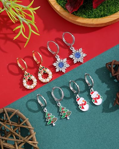 16 Pairs Hypoallergenic Holiday Small Hoop Dangle Earrings for Women Halloween Christmas Earrings for Girls Fall Thanksgiving Earring Teacher St. Patrick's Day 4th of July Earrings4