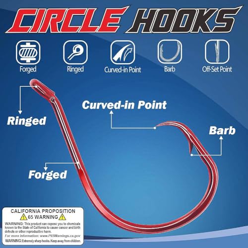 Image of Circle-Hooks-Fishing-Equipment-Octopus-Hooks-Saltwater-50 Pack #1 -12 /0