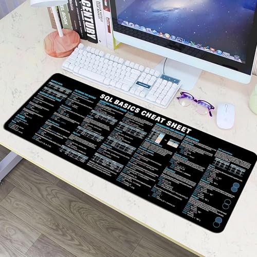 Image of SQL Cheat Sheet Desk Mat for Database Administrators, Analysts, and Programmers, Quick Key, Large Anti-Slip Keyboard Pad Mouse Mat KMH