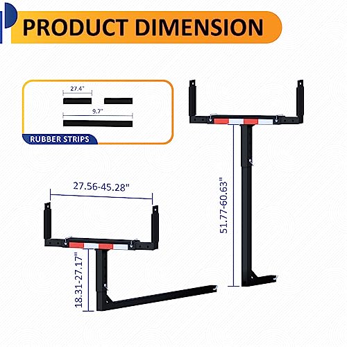HOUGEET Truck Bed Extender, 2 in 1 Design Foldable Kayak Rack, 800lbs Load Capacity Pick Up Truck Bed Hitch Mount Extension Rack for Canoe Boat Kayak Lumber/Black, with Rubber Pads
