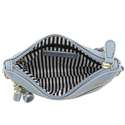 Fashionpuzzle Multi Zipper Pocket Small Wristlet Crossbody Bag (Blue Grey) #TOP4