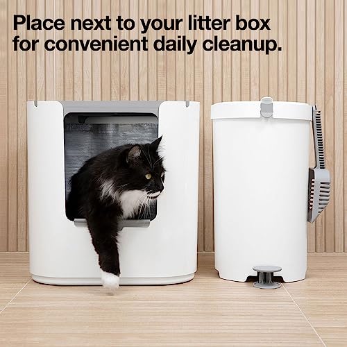 Modkat Litter Keeper - Cat Litter Disposal (Includes Litter Scoop, 2X Bamboo Charcoal Filters, and 10x Recycled Waste Bags (White) - Thumbnail 2