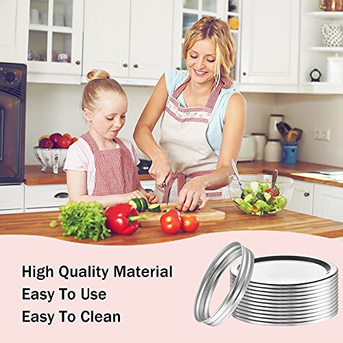 Canning Lids 200 Pcs Mason Canning Jar Lids Regular Mouth Reusable Leak Proof Split-Type Lids Silver Jar Secure Caps And Bands With Silicone Seals Ring Food Grade Material Safe And Anti-Rust Canning Flats Fit & Airtight For Food Storage (2.67 Inches/70Mm) #TOP6