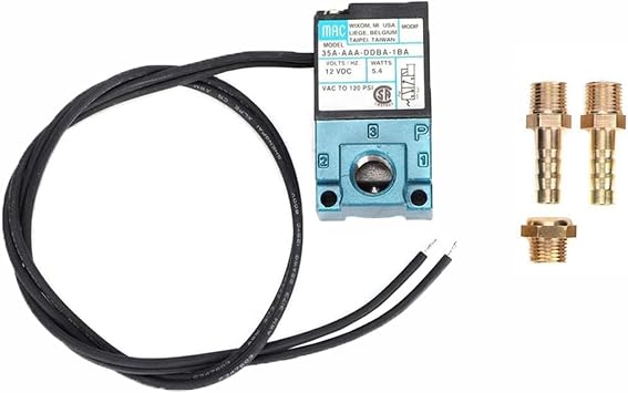 3 Port Boost Control Solenoid Valve DC 12V 5.4W Compatible with Turbosmart, Cobb Tuning, AEM, Autronic, Haltech, and Grimmspeed 35A-AAA-DDBA-1BA