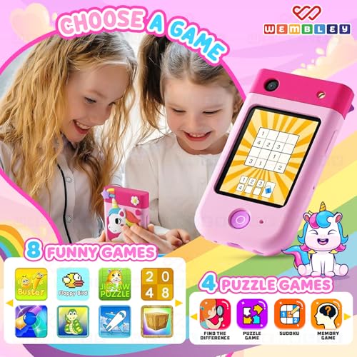 Image of Wembley My First Smart Phone| Mini Toy Mobile for Kids Age 3+| Adorable, Educational & Fun | with Rotating Camera & Strong Battery| Perfect for Boys & Girls (Unicorn)