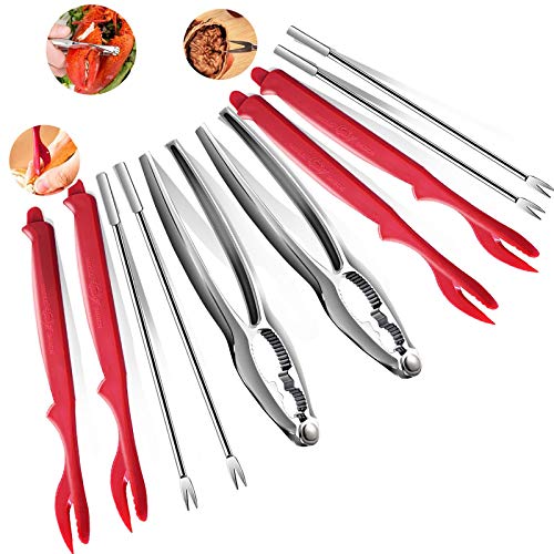 10 PCS Seafood Tools Crab Leg Crackers and Tools Including 2 Lobster Crab Crackers 4 Lobster Sheller Knives 4 Crab Leg ForksPicks
