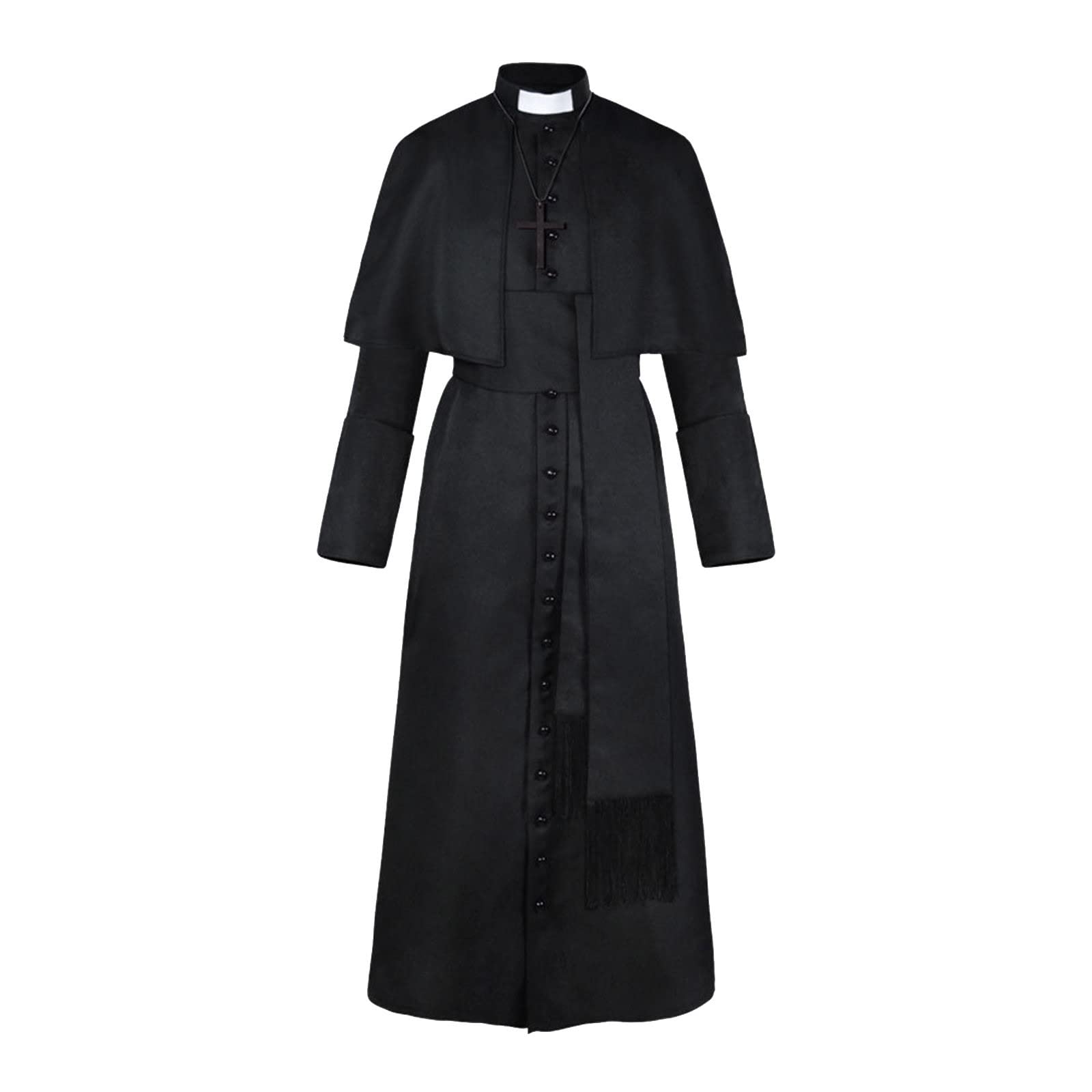 Generisch Damen Winterjacke Einfarbiges Pastor- für Herren, Halloween-Priester, mittelalterliches Retro-Cosplay-