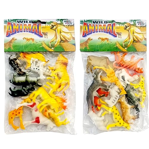 Coleção de Animais Savana Selva com 24 Bichos de Plástico