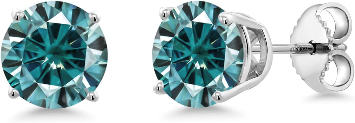 Gem Stone King Round 6.5MM Gemstone Birthstone Stud Earrings For Women Men | 925 Sterling Silver | Fine Jewelry Gifts for Women Men Mom Dad Her Him Wife Husband