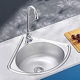 KOLHGNSE Bathroom Corner Basin Sinks Stainless Steel Triangle Wash Basin Thick Small Sink Corner Wal