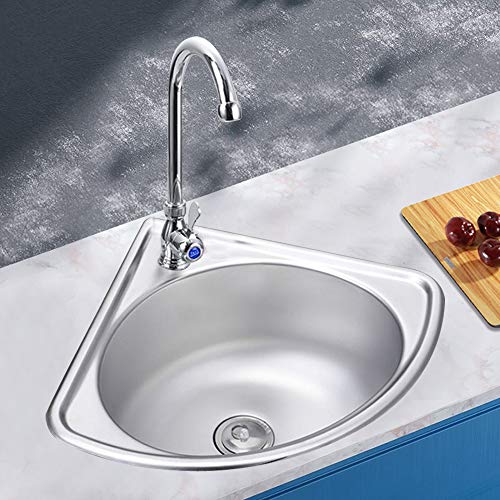 Kolhgnse Bathroom Corner Basin Sinks Stainless Steel Triangle Wash Basin Thick Small Sink Corner Wall-Mounted Single For Bathroom #TOP8