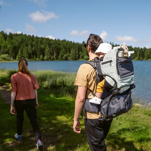 Miniatura 10 de Babymoov Mochila Portabebés Para Senderismo Moov Hike: Ergonómica Con Asiento Ajustable Y Reposacabezas Acolchado, Con Capota, Bolsa De Almacenaje 10l Verde