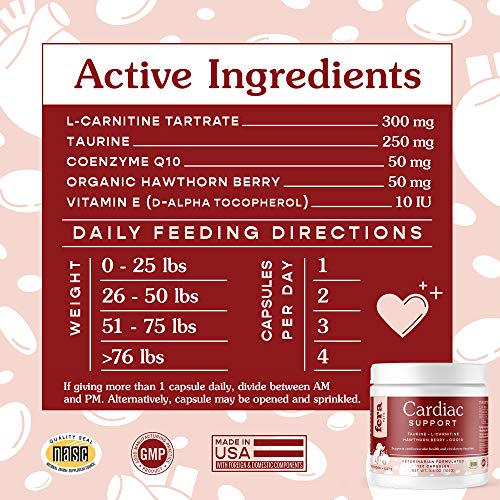 Fera Pet Organics Cardiac Support Supplement For Dogs And Cats, Improves Blood Flow, Energy – With Taurine, Coq10, Organic Hawthorn Berry, Supports Cardiovascular Heart Health – 120 Capsules #TOP2