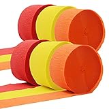 Crepe Paper Streamer Rolls Hanging Party Decoration Total 490-Feet, 6 Rolls, Theme Party Streamer for Autumn Fall Thanks Giving Celebration DIY Art Project Supplies, Yellow Orange Red, by BllalaLab