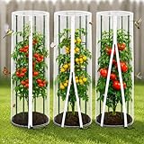Vogelschutznetz & Insektenschutznetz für Tomaten Rankhilfe und Rankgitter, 3er Set Rundes Pflanzenschutznetz Ø45 × 155 cm, Engmaschiges Gemüseschutznetz mit Reißverschluss und Zugband