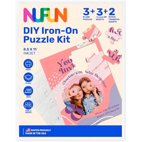 NuFun Activities DIY Transfer Puzzle Maker Kit - Blank White Puzzles to Draw, Print, or Write on. Make Your Own Printable Puzzle Cover
