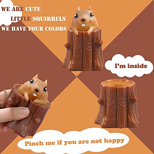 Image of Squirrel Squeeze Toys Evil Squirrel Decompression Squirrel Cup Rubber Fidget Toy Interactive 4Pcs Weird Stress Relief Anxiety Autism Funny Jokes Easter Gift Office Game for Baby Kid Adult Toddler