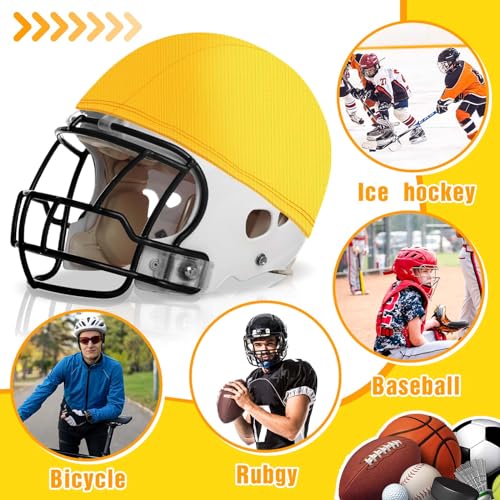 Ramede 12 Pieces Football Helmet Covers for Practice Scrimmage Cap Helmet Cover Scrimmage Cap for Youth Adult Football Hockey Training Accessories 10.4 Inch in Diameter (Regular Style,Yellow)