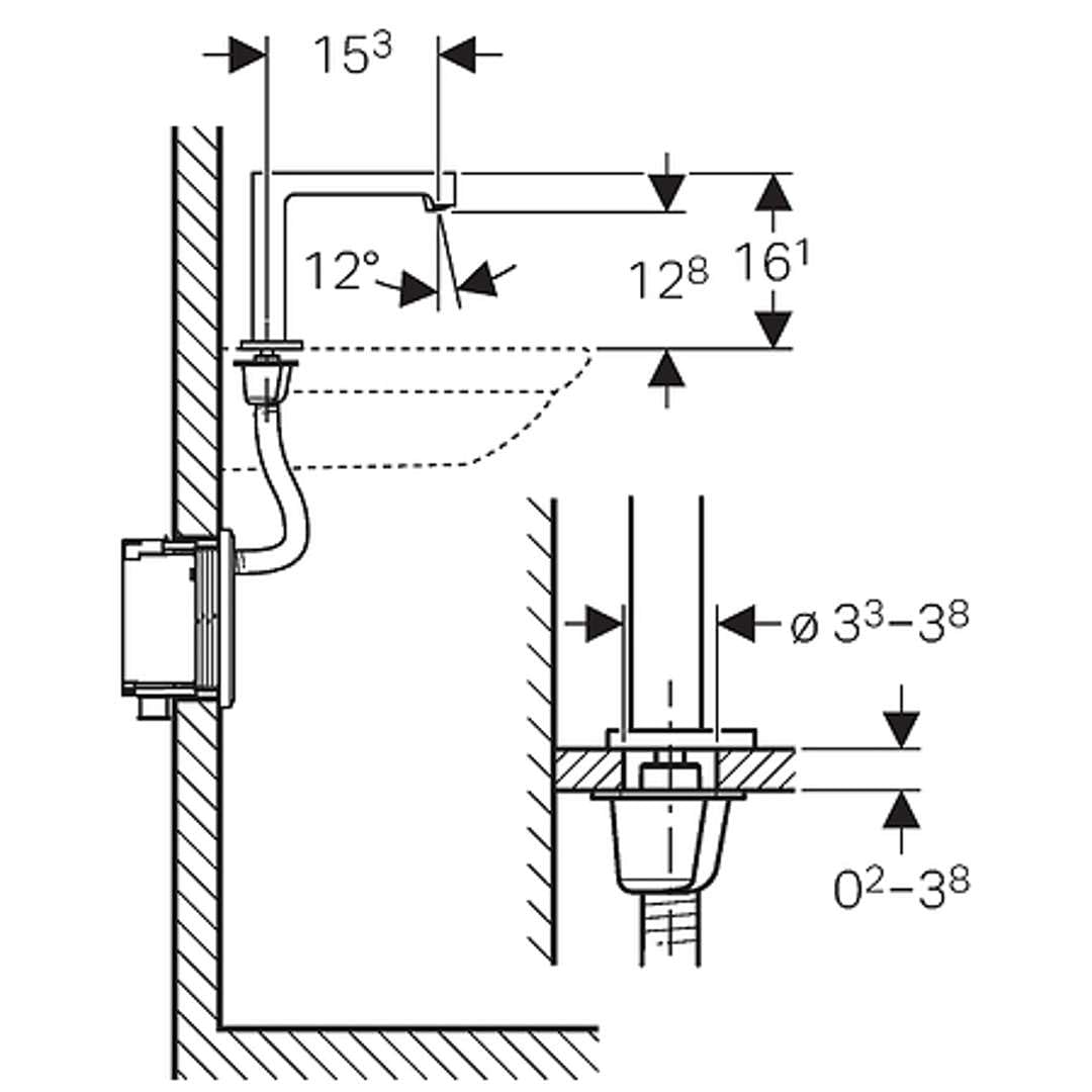 Geberit - Grifo Electrónico Geberit Brenta Para Lavabos, Montaje De Encimera, Servicio De Red, Para Caja Funcional Empotrada: Cromado Brillante Con Mezclador (116.192.21.1)
