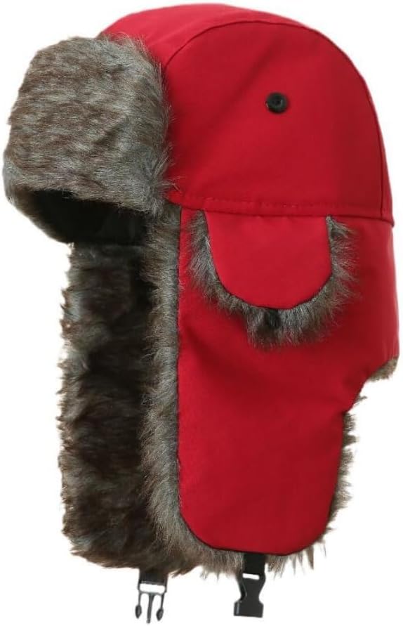 Trapper Hat Warm Faux Fur Winter Hat with Ear Flaps Windproof Waterproof Snow Ski Hats for Men Women Cold Weather