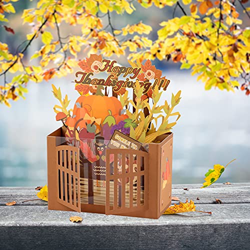 Giiffu 3D Thanksgiving Pop-Up Card – Handmade Happy Thanksgiving Card with Turkey & Pumpkin Design, Fall Greeting Card for Autumn Blessings & Thank You Wishes - Image 6