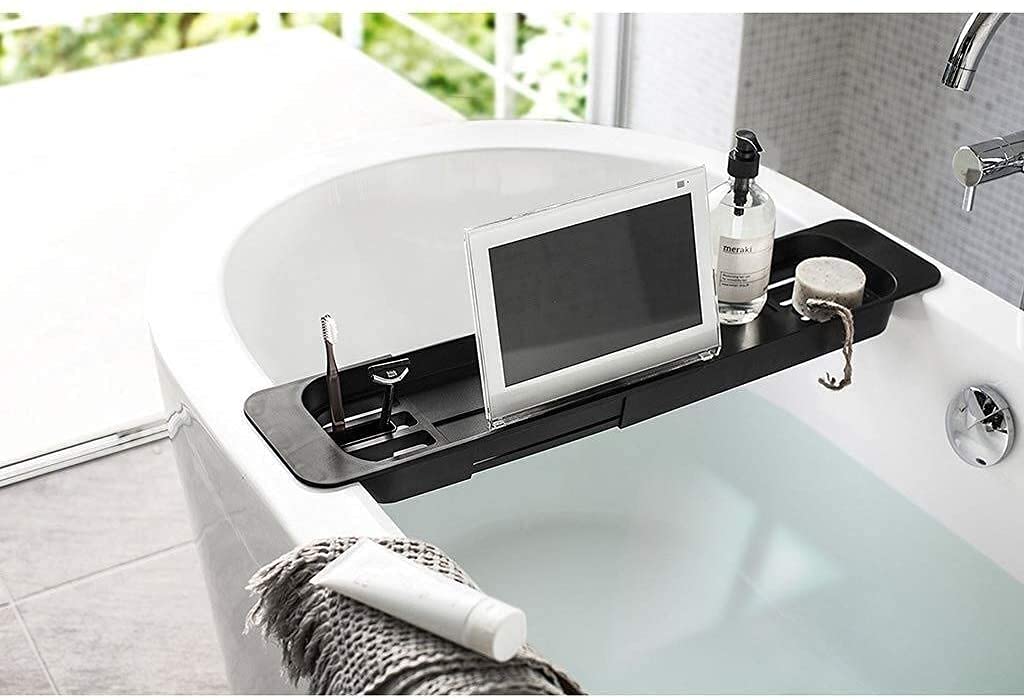 JKJZSALJ Bathtub Cover Bathtub Reading Rack Bathroom Wine Rack Telescopic Bathroom Rack Bathroom Storage Rack Foldable Bathtub Cover Bathtub Rack
