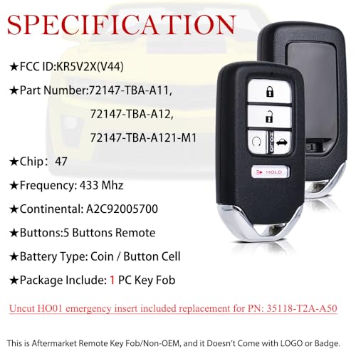 Mando Honda Civic解決llave perdida con control de proximidad KR5V2X 4