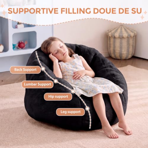 Image of HUGHEAVEN Kids Bean Bag Chair, Small Memory Foam Sofa, Ages 3+
