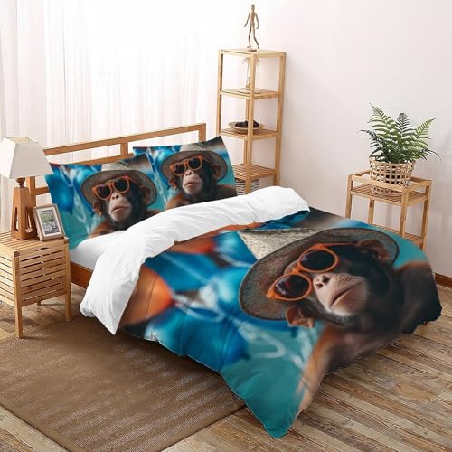 Housse de couette double animaux microfibre 200x200 parure lit imprimé 3D - 2