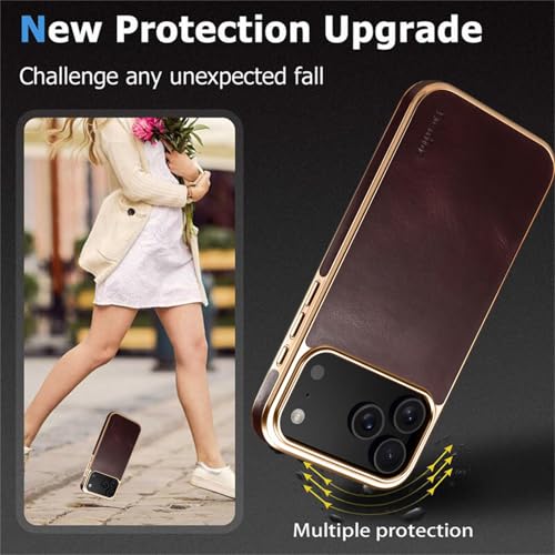 Coque iPhone 17 Pro en cuir véritable pleine fleur marron éternel
