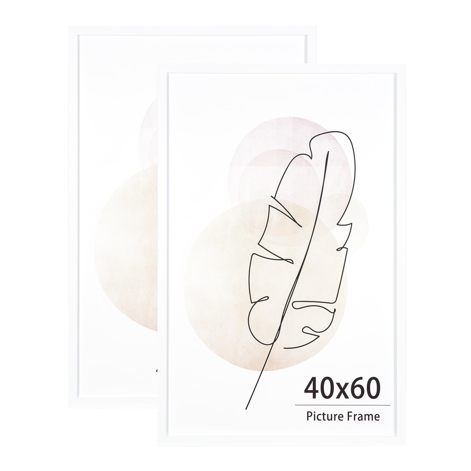 Kaiwin White 40X60 Picture Frame Set Of 2, Wooden Poster Frame, 40X60 Picture Frames For Wall Mounting Display For Home, Office,Gallery,Holiday With Photos, Posters, Puzzles