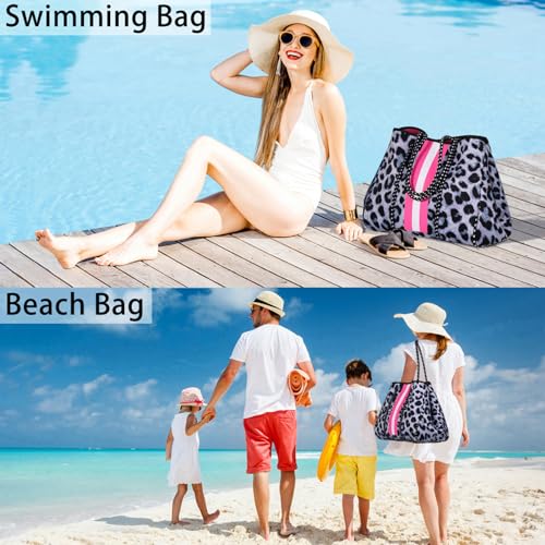Image of IBFUN Neoprene Tote Bag Large Beach Bag for Women Pool Gym Tote Bag Travel Tote Bag
