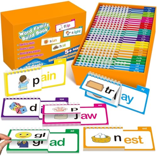 Image of Word Family Build Book 30 Piece Phonics Flip Cards ABC Vocabulary and Sight Word Learning Game for Toddlers Kids Kindergarten Reading Practice Educational Toy