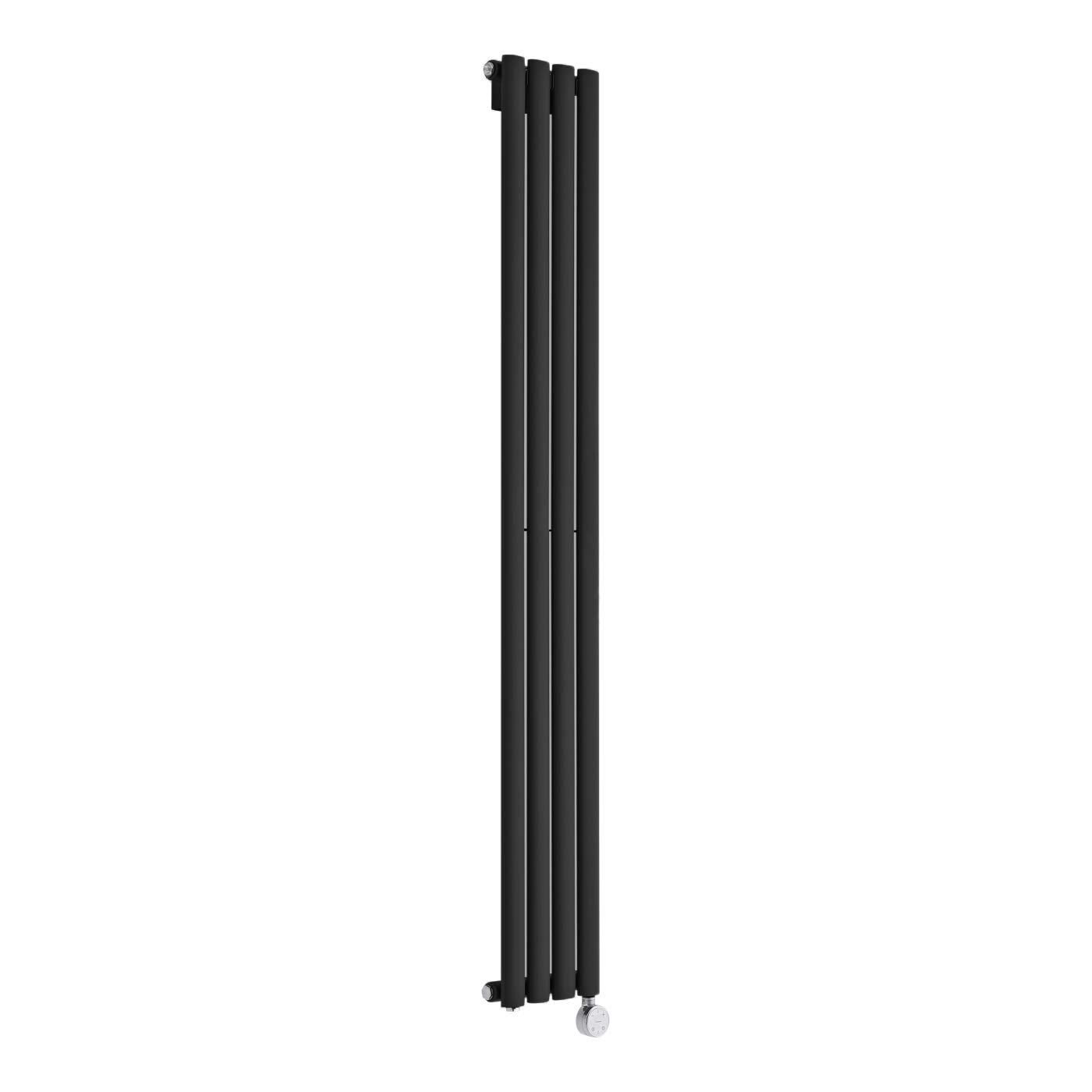 Milano Aruba - 600W Black Vertical Single Oval Panel Electric Radiator - 1600mm x 236mm
