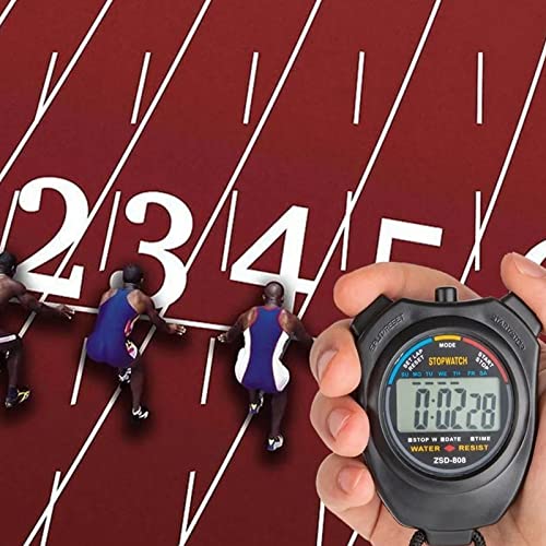 Chronomètre Numérique Sport 0,01 Seconde Étanche Noir – Image 5