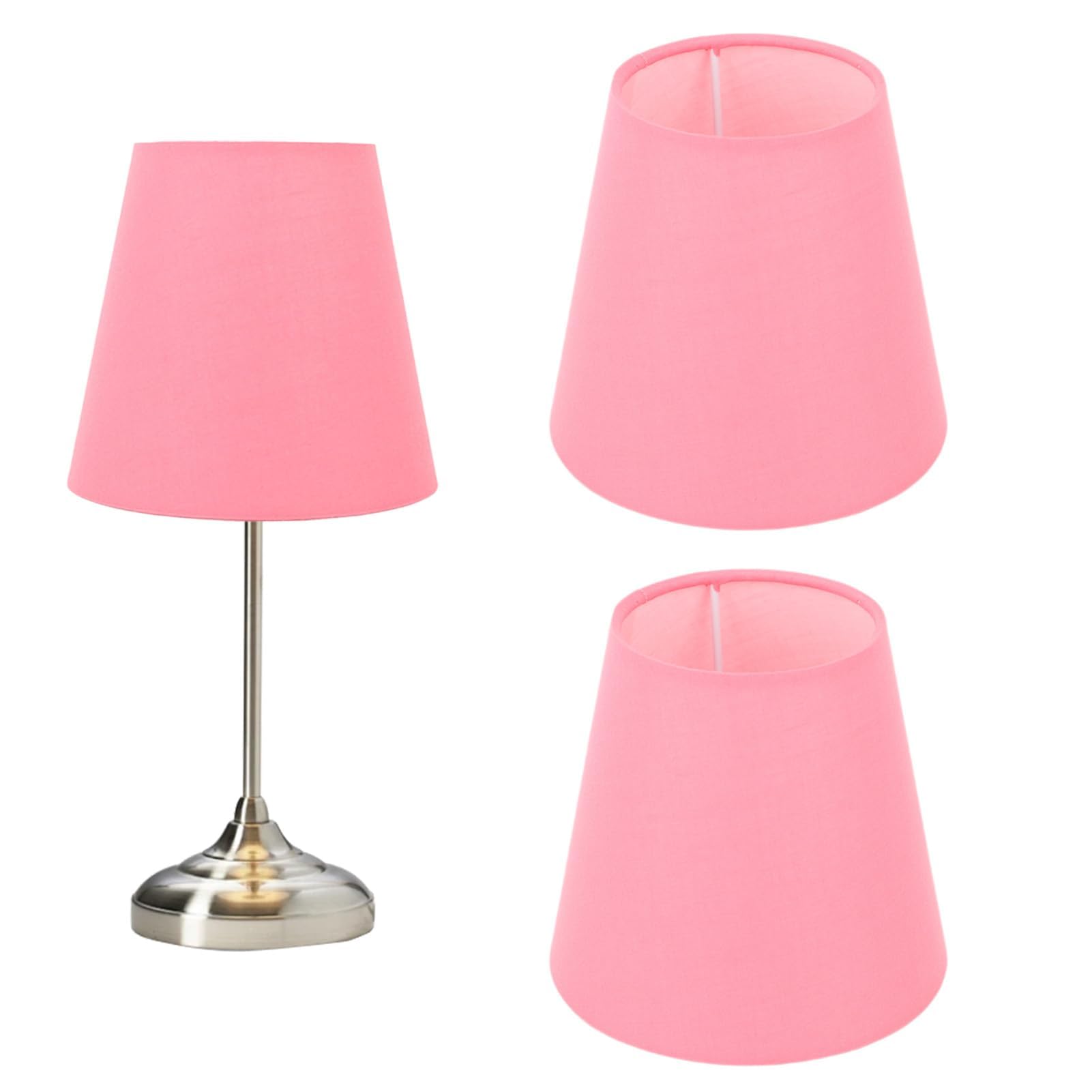 3PCS Small Lamp Shade, Modern Cloth Fabric Lampshade E14 Clip on Lampshade Chandelier Lamp Cover for Home Bedroom Bedside Table (Light Pink) — image 1