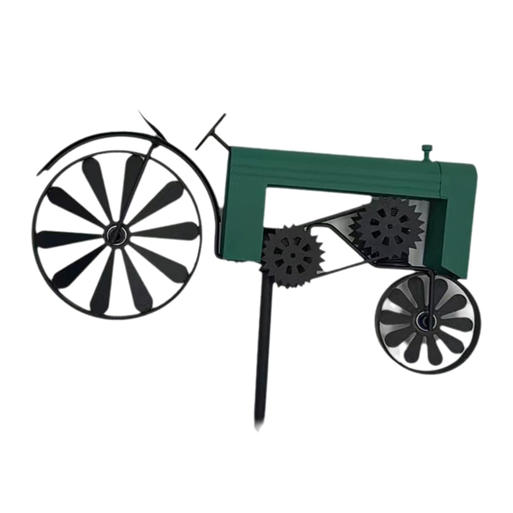 Chariot à Piquets de Cour Vert : Éolienne Tracteur pour Pelouse Rétro