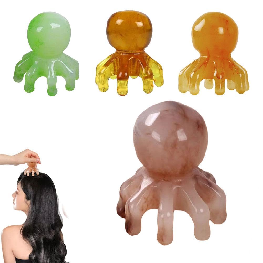 Octopus Head Massager Comb Octopus Scalp Massager Gua Sha Tool Handheld Palm Full Body 8 Legged Acupressure Gentle