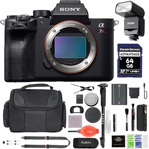 Sony Alpha a7R IVA Mirrorless Digital Camera (ILCE7RM4A/B) Body Bundle with GODOX Flash, 64GB SD Card, Gadget Bag, Monopod + More | Sony A7R4