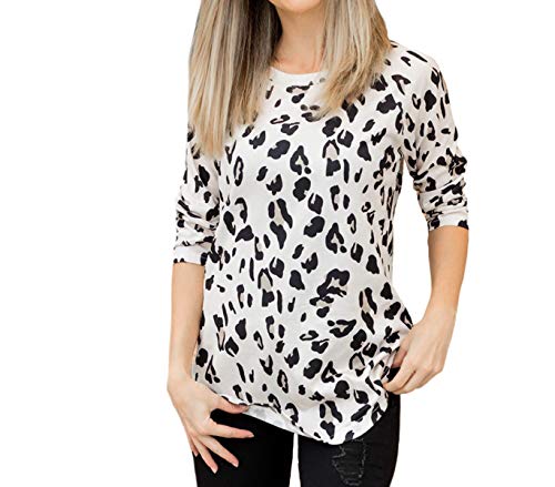 Tickled Teal Women's 3/4 Sleeve Leopard Top (Small, Leopard Print)