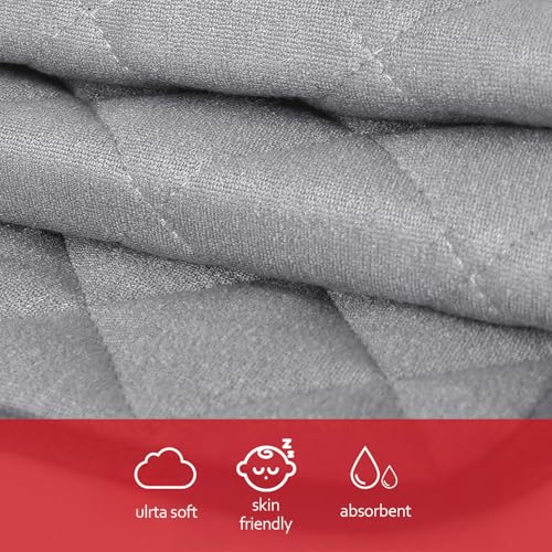 Diaper Changing Pad Liner Non-Slip, Waterproof Terry Mat Changing Pad Cover Liner, Quilted Absorbent Bassinet Liners Washable, 3 Pack 13"x 26" Reusable Portable Changing Table Pad Grey - Thumbnail 5