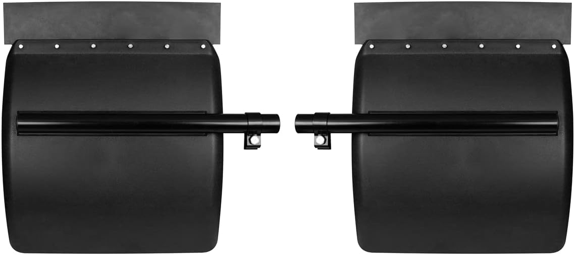 United Pacific 10714 Competition Series 24” x 24” Heavy-Duty Black Poly Quarter Fender Set w/Tube Bracket, Internal Mounting – ONE Set (Pack of 2)