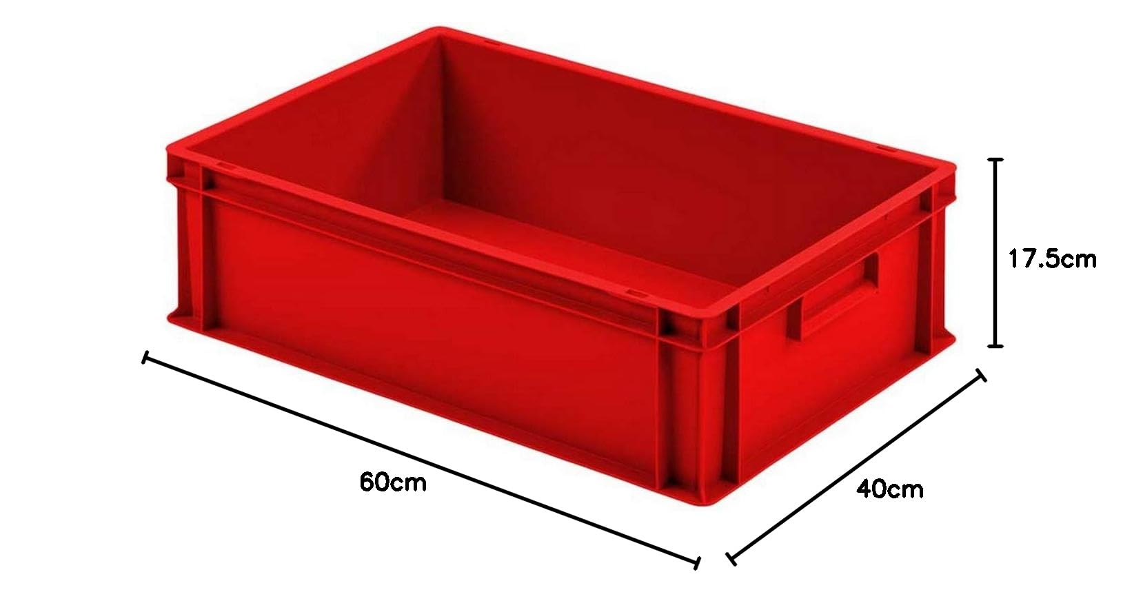 BRB 5x Eurobehälter mit 2 Griffleisten, PP, 600x400x175 mm, rot