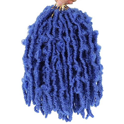 Butterfly Locs Crochet Hair Faux Locs 10 Inch 7 Packs Distressed Locs Crochet Hair For Black Women Soft Locs Bob Short Crochet Braids Pre Looped Synthetic Braiding Hair Extension (10 Inch, Blue#)