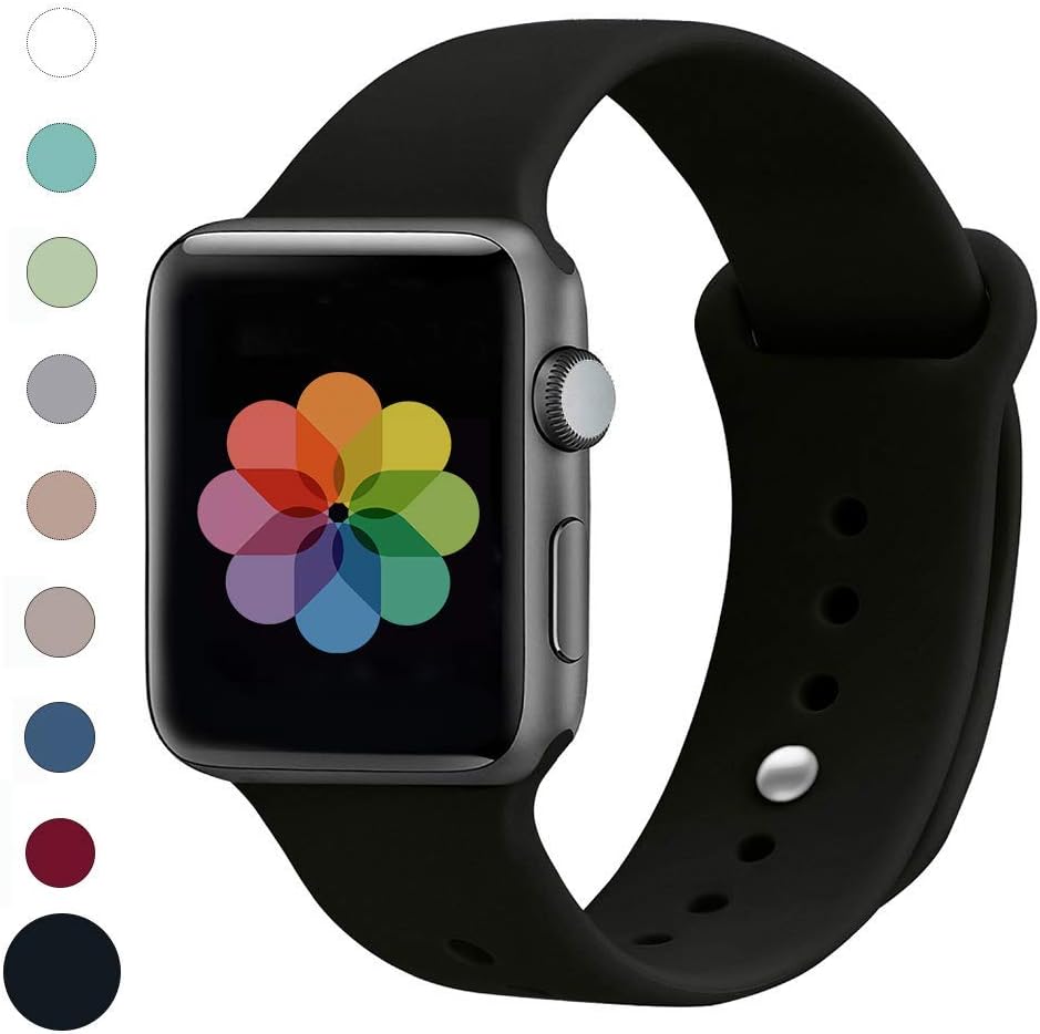 FnKer Sport Band Compatible with Apple Watch Band 38mm 42mm 40mm 44mm, Soft Silicone Sport Strap Replacement Bands Compatible for iWatch Series 4/3/2/1 S/M M/L