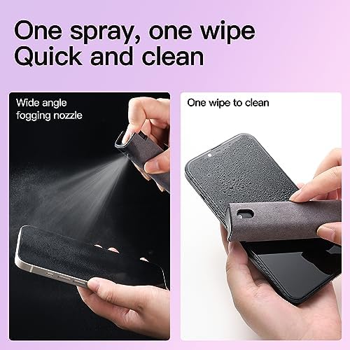 CUIUD Touchscreen Screen Cleaner Kit 2 Pcs, Phone, Tablet and Car Screen Cleaner, Two in One Spray and Microfiber Cloth(Grey&Pink)