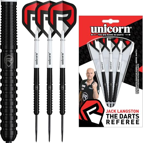 Fléchettes pointe acier Unicorn Jack Langston 90% tungstène pour éviter les rebonds sur cible