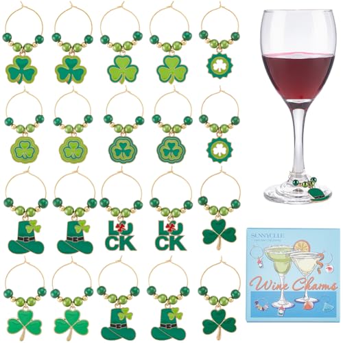 Breloques pour verre à vin haut de gamme, décoration trèfle Saint-Patrick